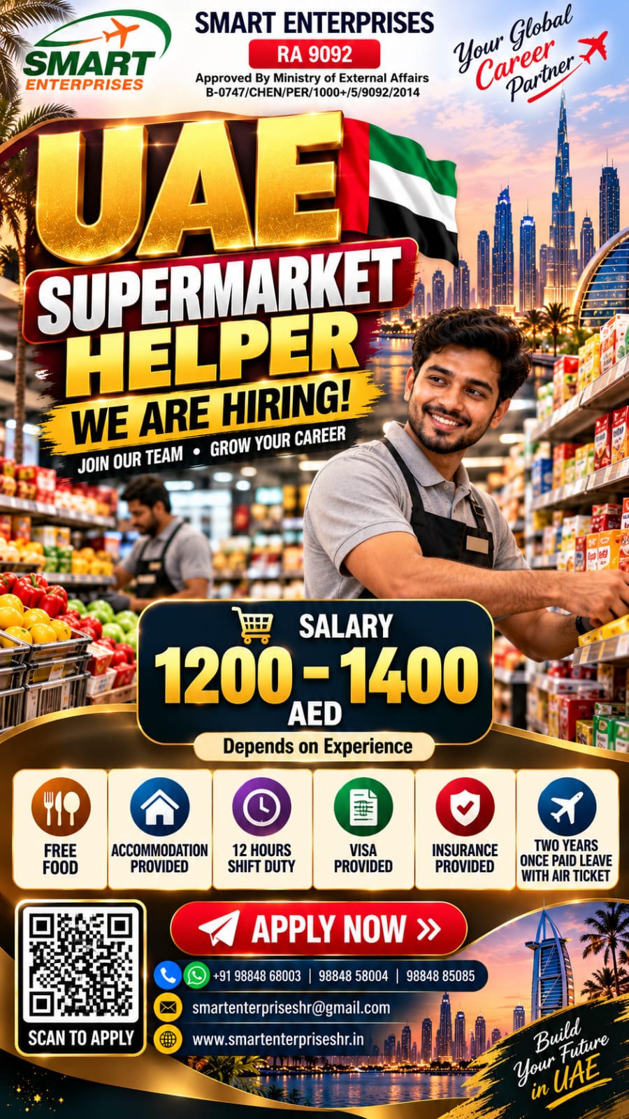 Recruitment poster for HIRING FOR UAE in United Arab Emirates (Dubai / Abu Dhabi)