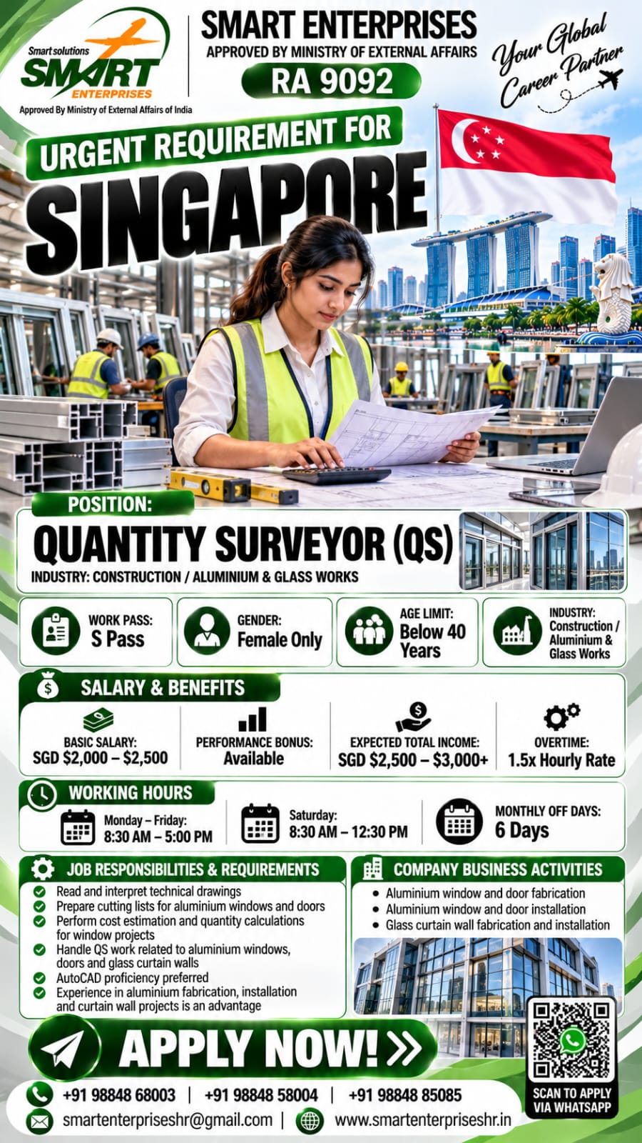 Recruitment poster for HIRING FOR SINGAPORE in Singapore