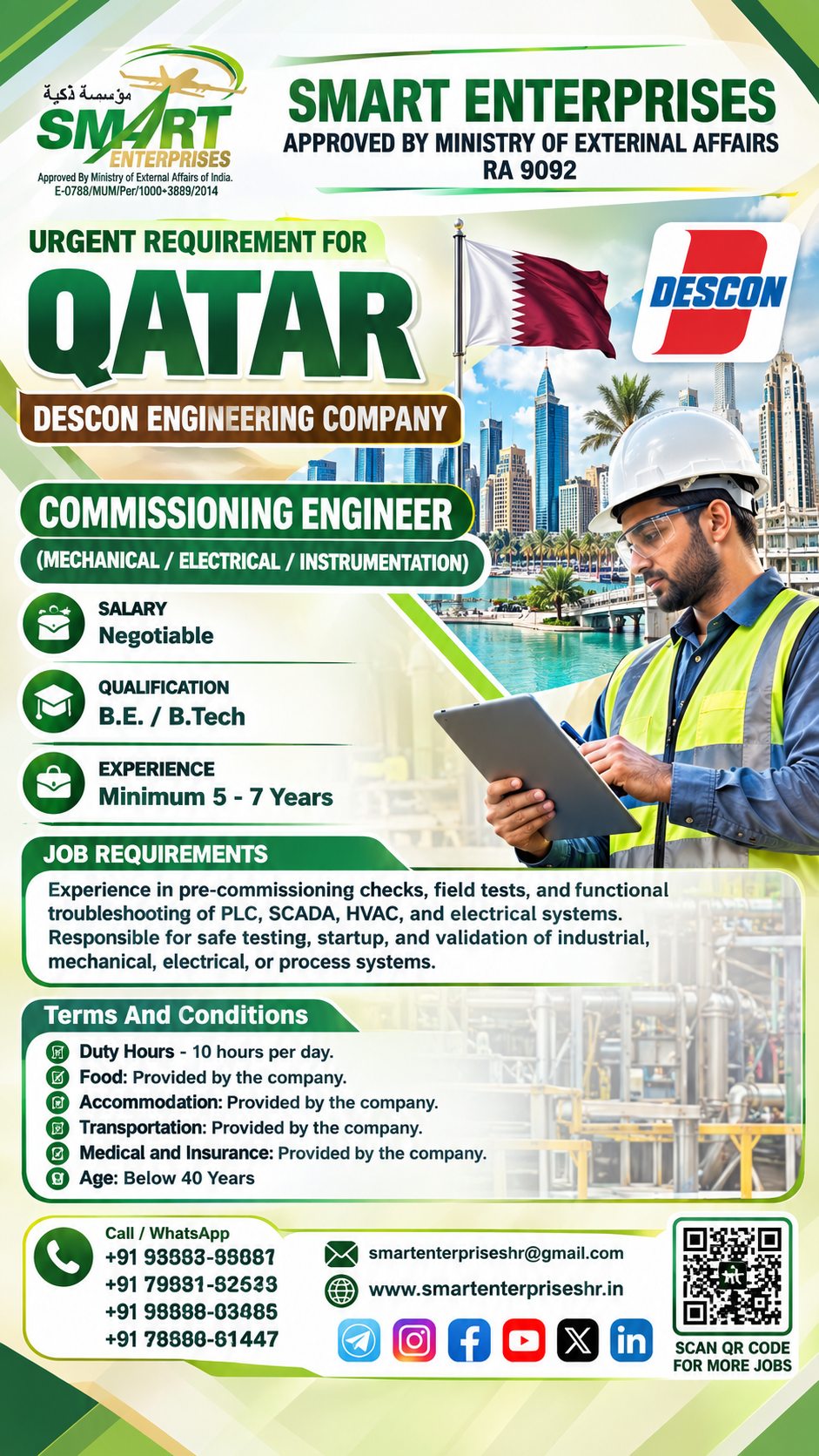 Recruitment poster for HIRING FOR QATAR in Qatar