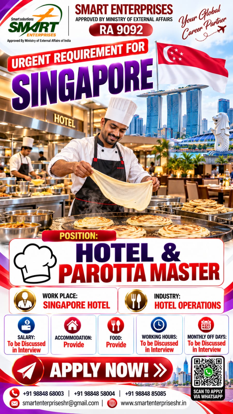 Recruitment poster for HIRING FOR SINGAPORE in Singapore