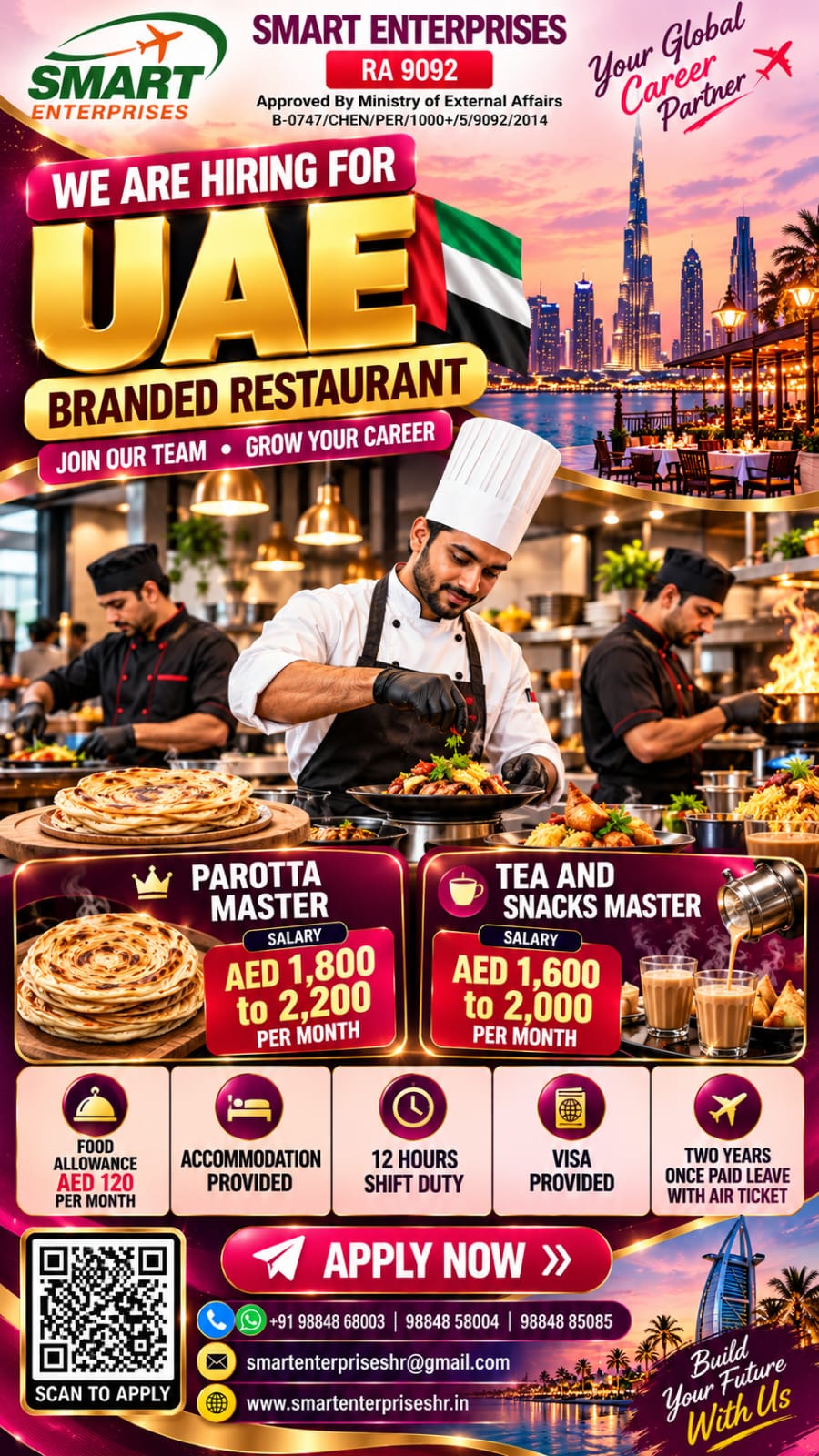 Recruitment poster for HIRING FOR UAE in United Arab Emirates (Dubai / Abu Dhabi)