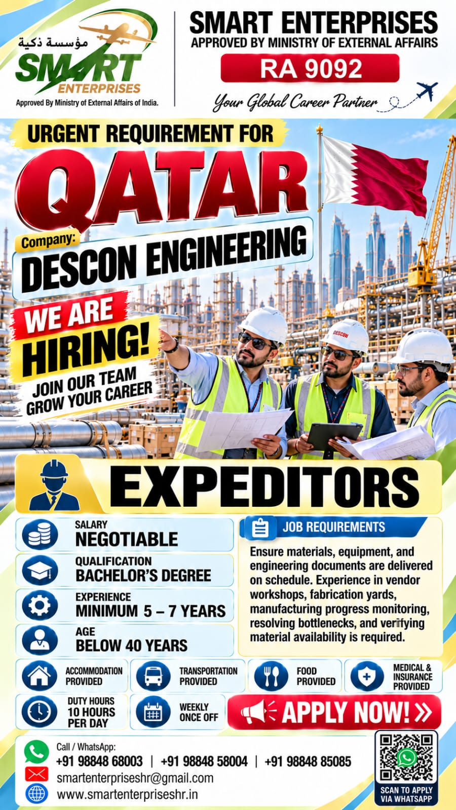 Recruitment poster for EXPEDITORS in Qatar