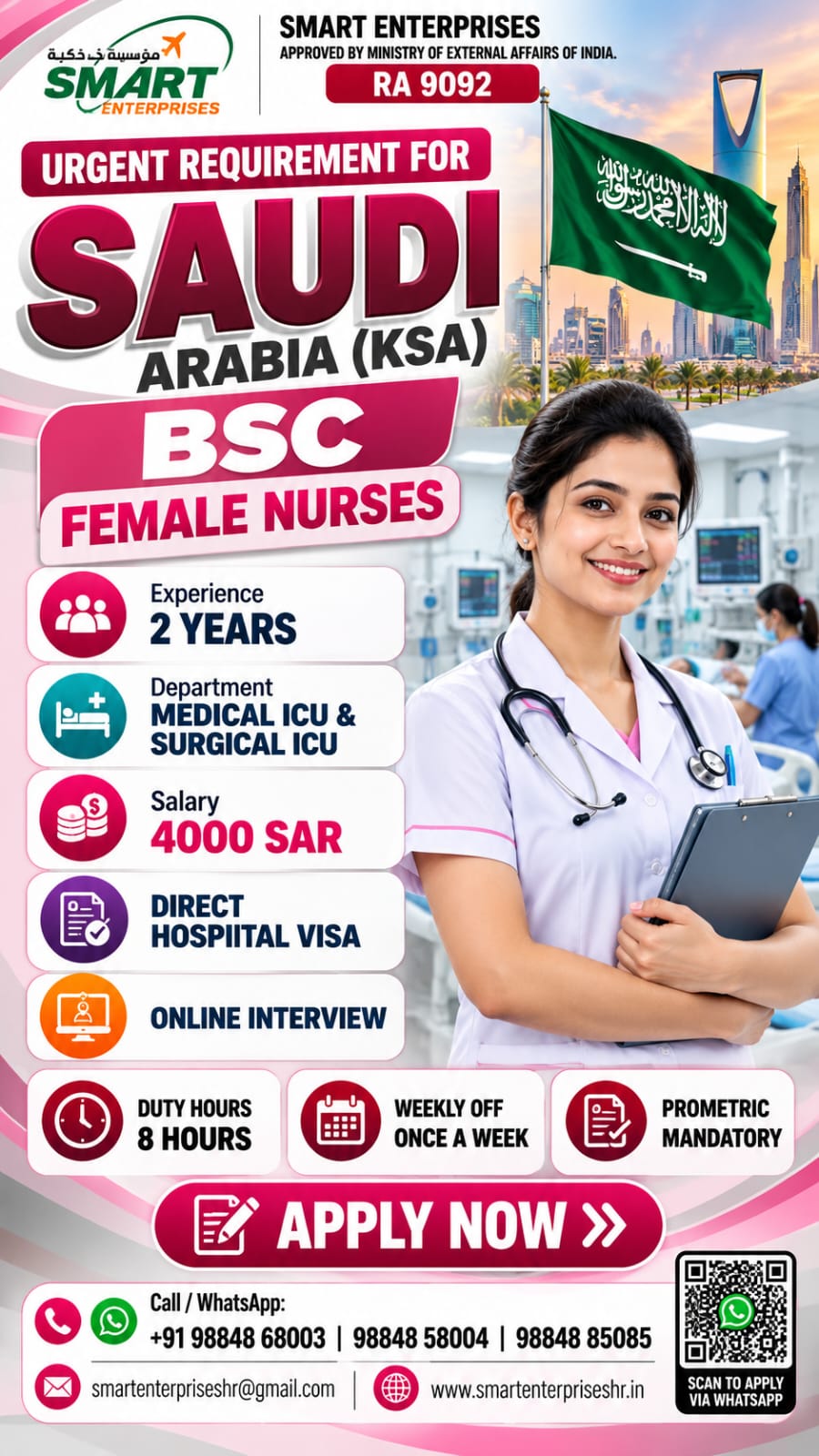 Recruitment poster for HIRING FOR SAUDI ARABIA in Saudi Arabia