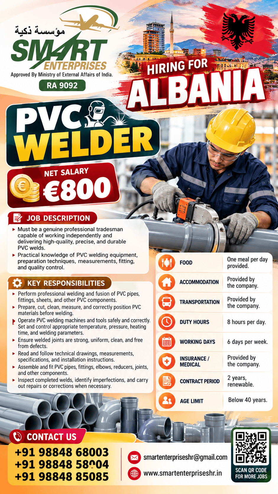Recruitment poster for HIRING FOR ALBANIA in Albania