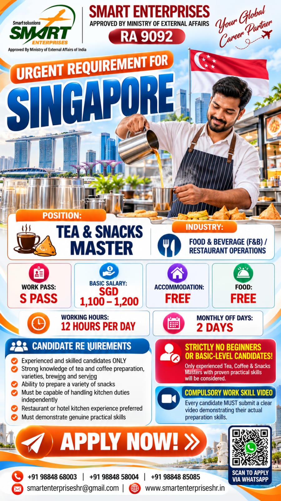 Recruitment poster for HIRING FOR SINGAPORE in Singapore