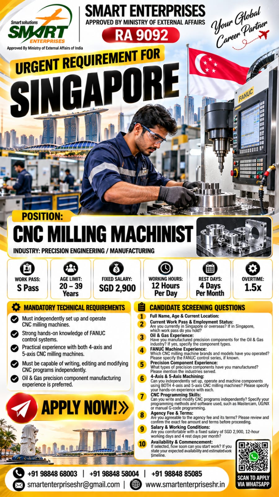Recruitment poster for HIRING FOR SINGAPORE in Singapore