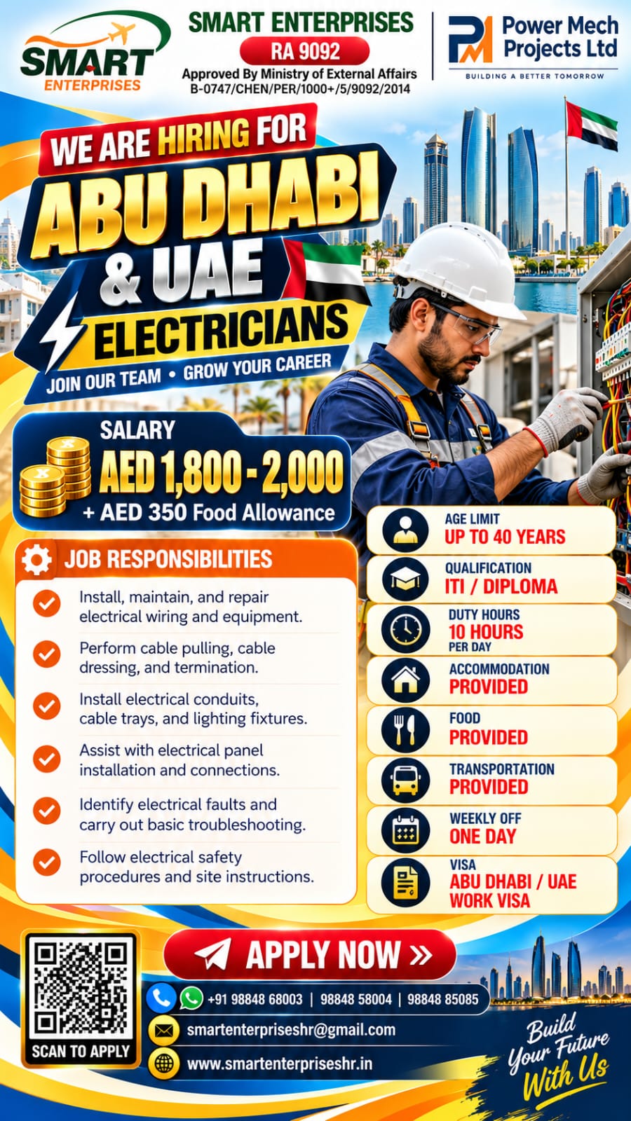 Recruitment poster for HIRING FOR ABU DHABI in United Arab Emirates (Dubai / Abu Dhabi)